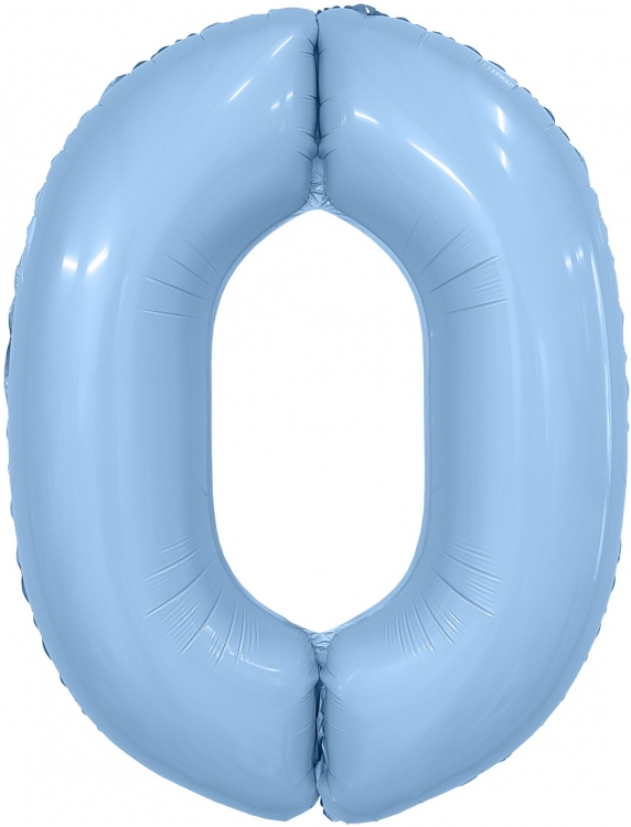 Шар Цифра "0" Slim, Небесный  (в упаковке) 